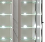 Wohnwand Charm in Kaschmir und Marmor wei�, Anbauwand 300 cm mit Beleuchtung, Push-To-Open