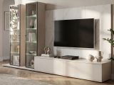 Wohnwand Charm in Kaschmir und Marmor wei�, Anbauwand 300 cm mit Beleuchtung, Push-To-Open