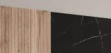 TV-Lowboard Set Starlet in schwarz, Vicking Eiche und Marmor schwarz 160 cm, Flat-TV Unterschrank mit Ethanol Kamin