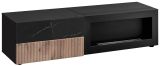 TV-Lowboard Set Starlet in schwarz, Vicking Eiche und Marmor schwarz 160 cm, Flat-TV Unterschrank mit Ethanol Kamin