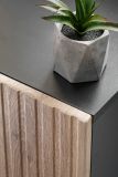 Wohnwand Starlet in schwarz, Vicking Eiche und Marmor schwarz Schrankwand 300 cm inkl. LED, Push-To-Open