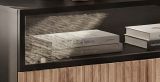 Wohnwand Starlet in schwarz, Vicking Eiche und Marmor schwarz Schrankwand 300 cm inkl. LED, Push-To-Open