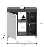 Waschbeckenunterschrank Adam in grau und wei� 65 cm