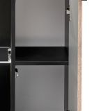 Vitrine Starlet in schwarz, Vicking Eiche und Marmor schwarz Vitrinenschrank inkl. LED 60 x 182 cm, Push-To-Open