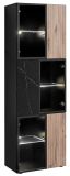 Vitrine Starlet in schwarz, Vicking Eiche und Marmor schwarz Vitrinenschrank inkl. LED 60 x 182 cm, Push-To-Open