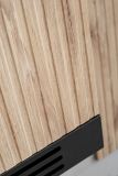 Vitrine Starlet in schwarz, Vicking Eiche und Marmor schwarz Vitrinenschrank inkl. Kamin & LED 60 x 182 cm, Push-To-Open