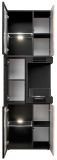 Vitrine Starlet in schwarz, Vicking Eiche und Marmor schwarz Vitrinenschrank inkl. Kamin & LED 60 x 182 cm, Push-To-Open