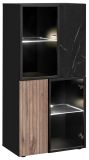 Vitrine Starlet in schwarz, Vicking Eiche und Marmor schwarz Vitrinenschrank inkl. LED 60 x 122 cm, Push-To-Open