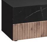 TV-Lowboard Starlet in schwarz, Vicking Eiche und Marmor schwarz TV-M�bel mit Ethanol Kamin, Push-To-Open, 160 x 42 cm