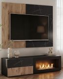 Wandpaneel Starlet in Vicking Eiche und Marmor schwarz TV R�ckwandverkleidung 160 x 118 cm