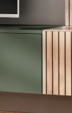 Wohnwand Madina in gr�n matt und Hickory Eiche Schrankwand h�ngend 180 cm, Push-to-Open