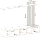 Wohnwand Madina in gr�n matt und Hickory Eiche Schrankwand h�ngend 180 cm, Push-to-Open