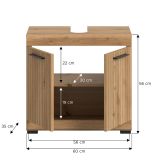 Waschbeckenunterschrank Shawn in Artisan Eiche Badezimmer Unterschrank 60 cm