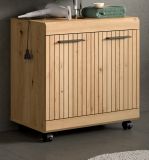 Waschbeckenunterschrank Shawn in Artisan Eiche Badezimmer Unterschrank auf Rollen 60 cm