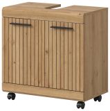 Waschbeckenunterschrank Shawn in Artisan Eiche Badezimmer Unterschrank auf Rollen 60 cm