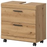 Waschbeckenunterschrank Shawn in Artisan Eiche Badezimmer Unterschrank auf Rollen 60 cm