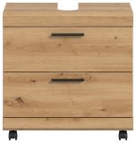 Waschbeckenunterschrank Shawn in Artisan Eiche Badezimmer Unterschrank auf Rollen 60 cm