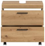 Waschbeckenunterschrank Shawn in Artisan Eiche Badezimmer Unterschrank auf Rollen 60 cm