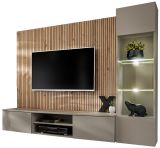 Wohnwand iLike in Lehm-Grau und Artisan Eiche 200 cm, inklusive LED Beleuchtung und Push-to-Open
