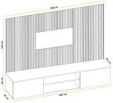 TV-Lowboard Set iLike in Lehm-Grau und Artisan Eiche 160 cm, Flat-TV Unterschrank mit Akustikpaneel