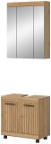 Badm�bel Set 2-teilig Shawn in Artisan Eiche Badkombination auf Rollen 60 x 191 cm