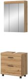 Badm�bel Set 2-teilig Shawn in Artisan Eiche Badkombination auf Rollen 60 x 191 cm
