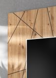 Wohnwand iLike in Lehm-Grau und Eiche Artisan mit Beleuchtung, Push-To-Open und Soft-Close, 200 cm