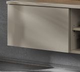 TV-Lowboard Set iLike in Lehm-Grau und Artisan Eiche, Flat-TV Unterschrank mit Wandpaneel 160 cm
