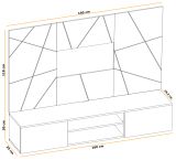 TV-Lowboard Set iLike in Lehm-Grau und Artisan Eiche, Flat-TV Unterschrank mit Wandpaneel 160 cm