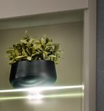 Wohnwand iLike in Lehm-Grau, schwarz und Artisan Eiche, TV Unterteil mit Ethanol Kamin inkl. LED, 200 cm