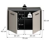 Garderobe Sitzbank Nevia in Kaschmir 75 x 43 cm, Soft-Close