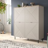 Highboard Bente in Kaschmir und Evoke Eiche, 4-t�rige Kommode 124 x 135 cm