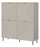 Highboard Bente in Kaschmir und Evoke Eiche, 4-t�rige Kommode 124 x 135 cm