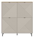 Highboard Bente in Kaschmir und Evoke Eiche, 4-t�rige Kommode 124 x 135 cm
