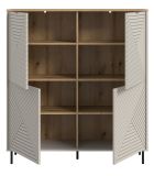 Highboard Bente in Kaschmir und Evoke Eiche, 4-t�rige Kommode 124 x 135 cm