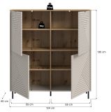 Highboard Bente in Kaschmir und Evoke Eiche, 4-t�rige Kommode 124 x 135 cm