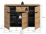 Sideboard Cooper in Artisan Eiche und grau Kommode 130 cm, Soft-Close