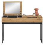 Schminktisch Cooper in Artisan Eiche und grau Kosmetiktisch mit Spiegel 115 cm, Soft-Close