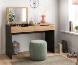 Schminktisch Cooper in Artisan Eiche und grau Kosmetiktisch mit Spiegel 115 cm, Soft-Close