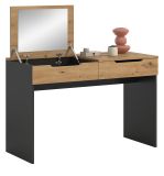 Schminktisch Cooper in Artisan Eiche und grau Kosmetiktisch mit Spiegel 115 cm, Soft-Close