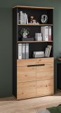Aktenschrank Cooper in Artisan Eiche und Grau, B�roschrank 80 x 190 cm mit Soft-Close