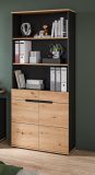 Aktenschrank Cooper in Artisan Eiche und Grau, B�roschrank 80 x 190 cm mit Soft-Close