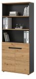 Aktenschrank Cooper in Artisan Eiche und Grau, B�roschrank 80 x 190 cm mit Soft-Close