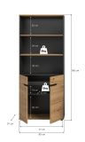 Aktenschrank Cooper in Artisan Eiche und Grau, B�roschrank 80 x 190 cm mit Soft-Close