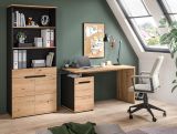Schreibtisch Cooper in Artisan Eiche und Grau 138 cm, Container mit Soft-Close