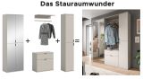 Garderobenschrank Line-Up in Kaschmir Schuhschrank mit Spiegel 61 x 193 cm