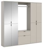Garderobe Set Line-Up in Kaschmir Garderobenschrank mit Spiegel 183 x 193 cm