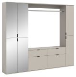 Garderobe Set Line-Up in Kaschmir Garderobenschrank mit Spiegel 212 x 193 cm