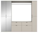 Garderobe Set Line-Up in Kaschmir Garderobenschrank mit Spiegel 212 x 193 cm
