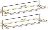 Wandboard Set Jolly in Kaschmir Kinder-/Jugendzimmer Wandregal 2-teilig, 100-120 x 20 cm